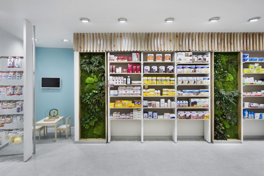Zona ECO en Farmacia Domenech diseñada por Inside.