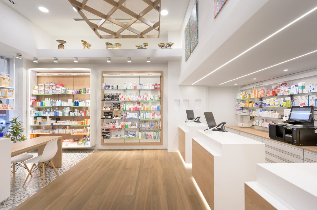 Farmacia minimalista Santa Rosa.
