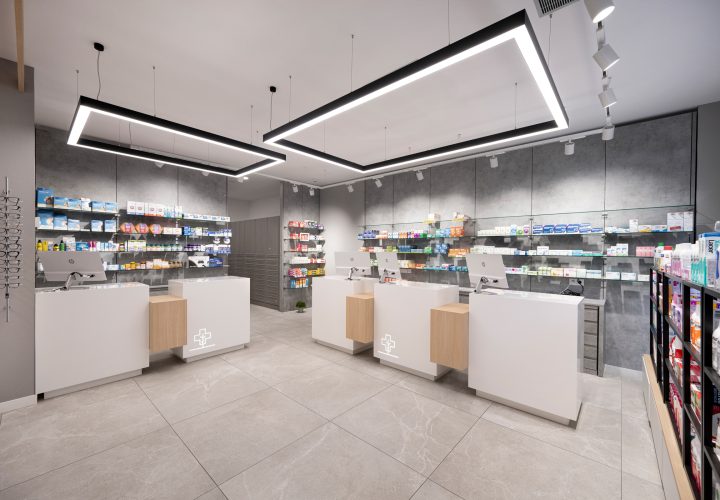 L'importanza strategica del bancone nella farmacia. Progettato da Inside Pharmacy.