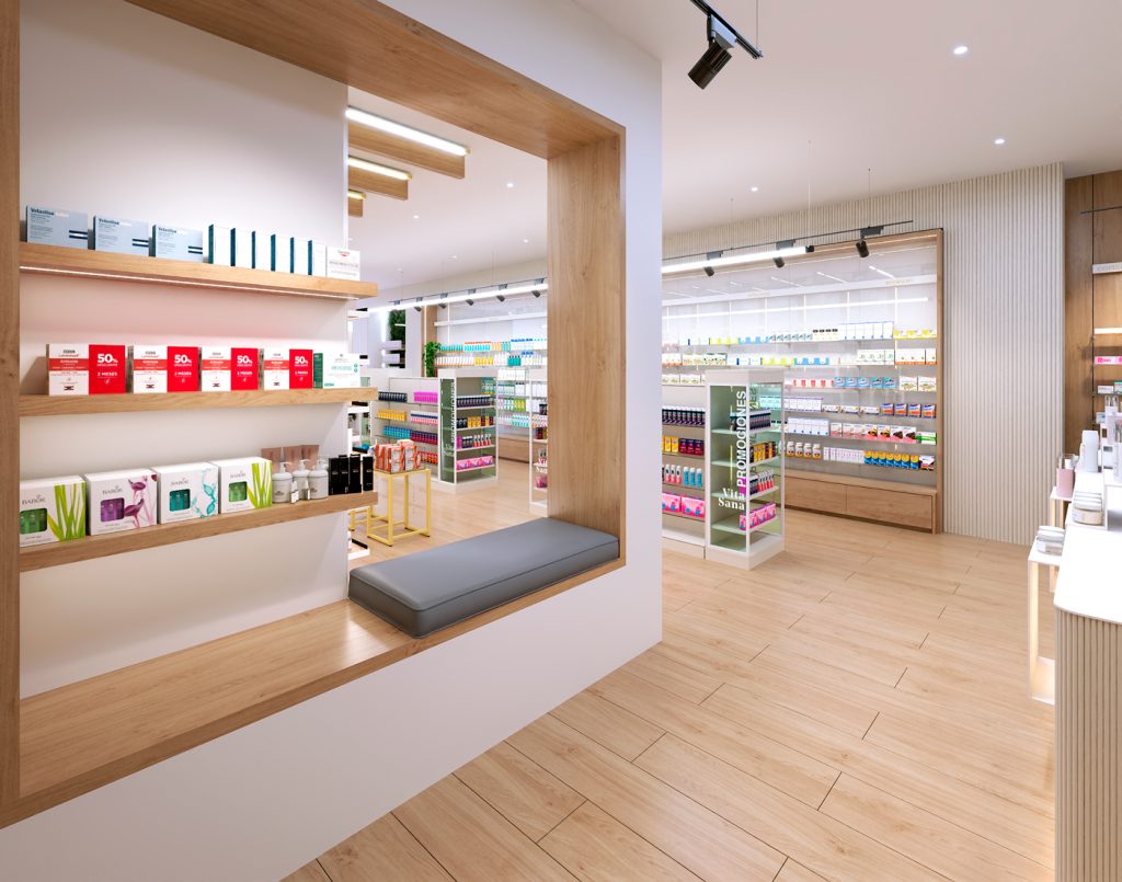 Area mamma-bambino in farmacia. Progetto di Inside Pharmacy.